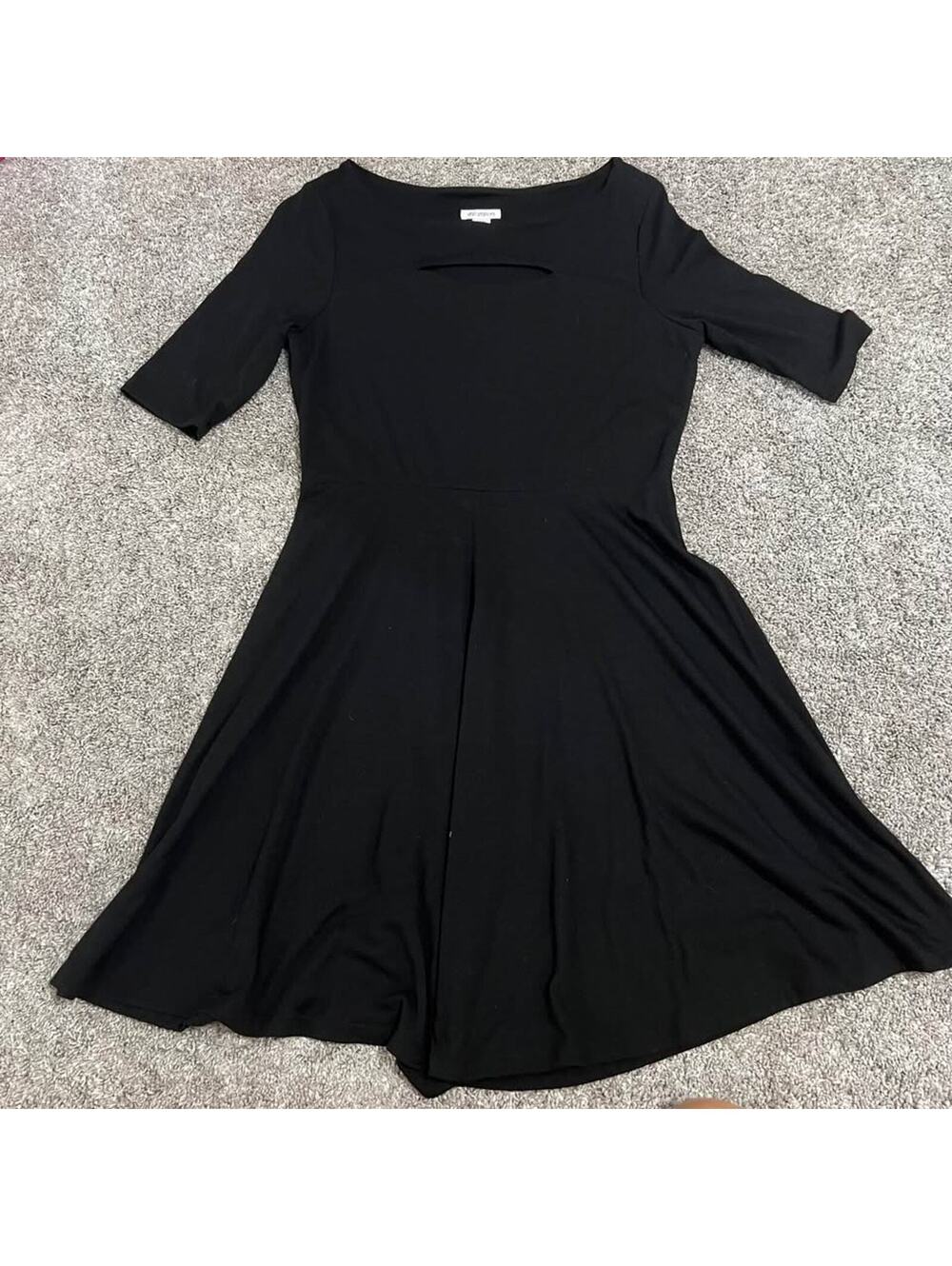 xhilaration Black 3/4 Sleeve Cutout Peek-a-Boo Skater Dress size Medium